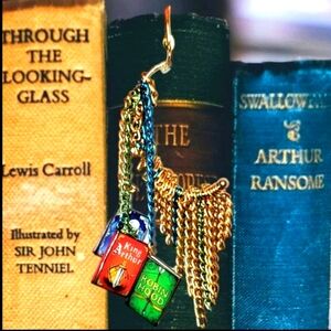 Colorful Red Green Blue And Gold Chain Book Mark With Classic Book Charms